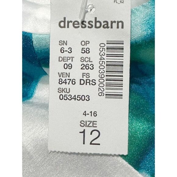 Dress Barn Floral Satin Sleeveless V- Neck Fit & Flare Mini Dress White Blue 12 - Picture 3 of 14